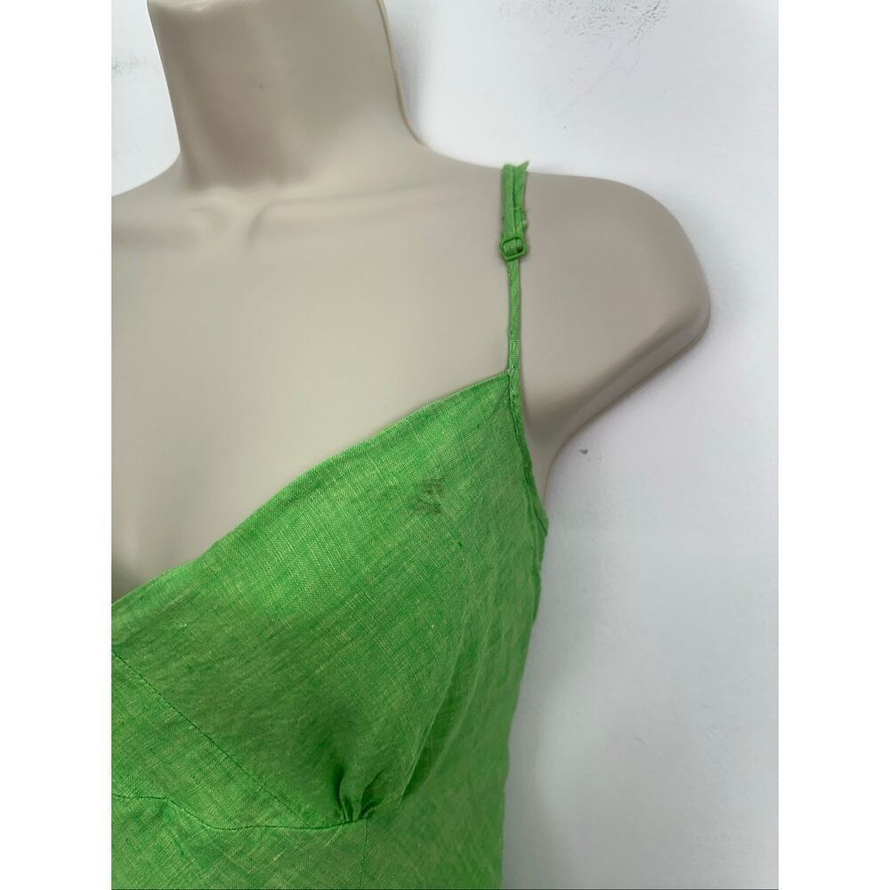 Banana Republic Women’s Y2K Spring Green Linen Spaghetti Strap Asymmetrical Hem - Picture 6 of 12